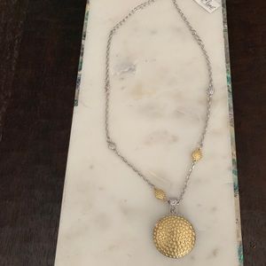 New Park Lane silver chain w/gold hammered pendant
